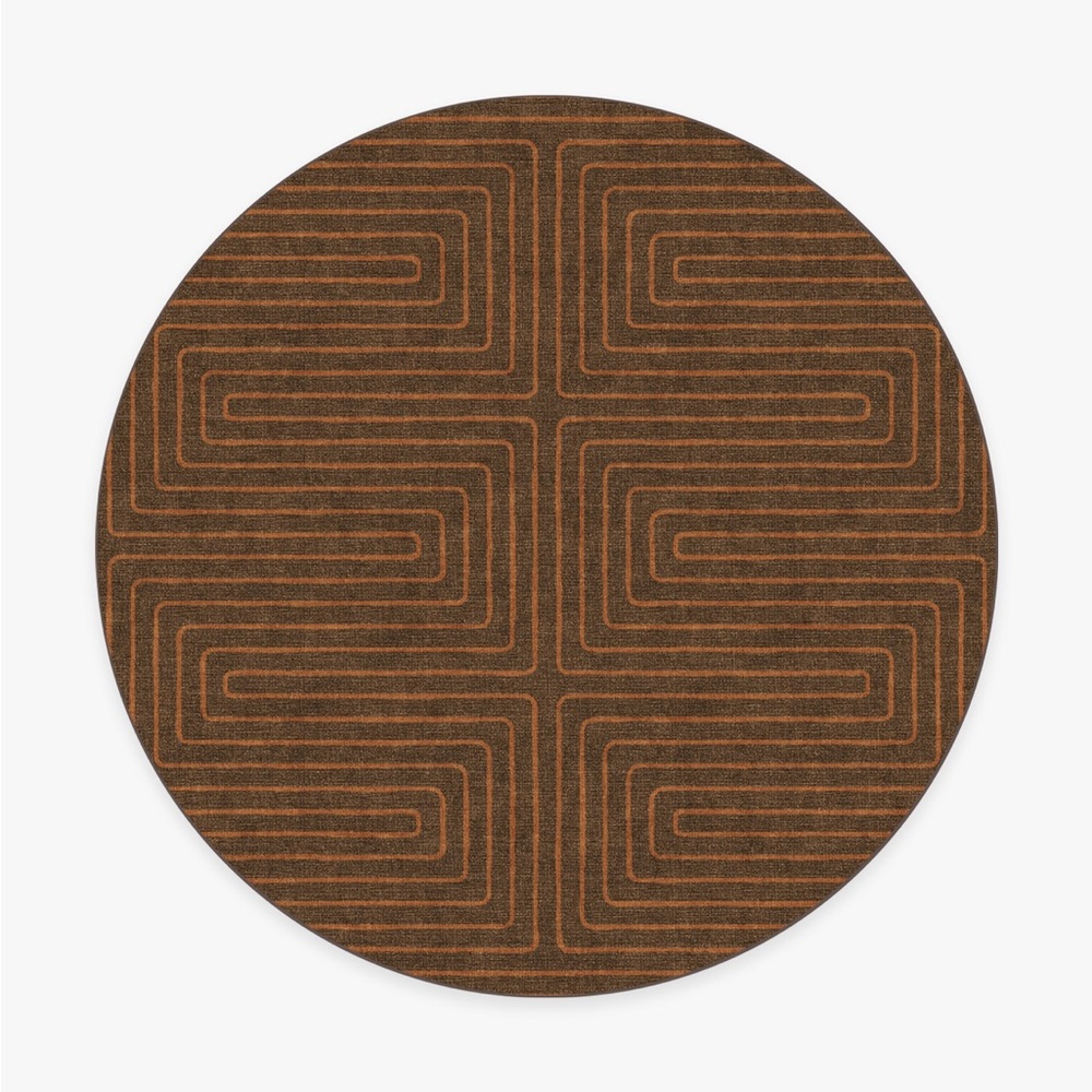 Ruggable Jonathan Adler Labyrinth Brown & Orange Rug 6”